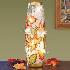Amazon.com: Collections Etc Hand-Painted Autumn Leaves Glass ...
