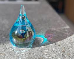 Dynasty Gallery Paperweight Blue and Pink Clear Teardrop Art ...