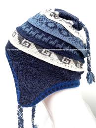 Blue Unisex Peruvian Alpaca Hat Chullo With Earflaps 100 ...