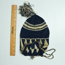 Navy + Beige Crochet Drawstring Bag with Tassel – Make & Mend