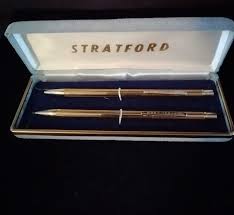 Vintage STRATFORD Gold Toned Pen & Pencil Set Modern Sleek ...