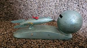 Vintage SHOOT THE MOON ~ Strato Mechanical Rocket Coin Bank - No Key. | eBay