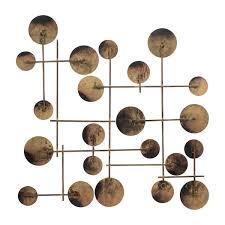Liv & Skye 30 in. x 29 in. Gold Metal Circles Wall Art 18511 ...
