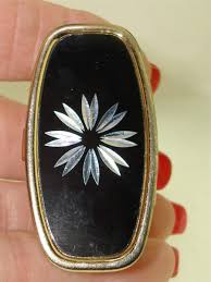 LOVELY VINTAGE 1960'S ERA ETCHED ENAMEL TRAVEL MIRRORED ...