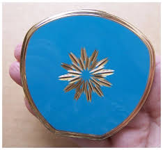 Stratton of England powder compact vanity Mid-Century blue ...