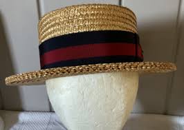 Ponte Rialto Venice Straw Boater Skimmer Hat SIZE 7 US 56 EUR Derby Hat Preowned | eBay