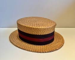 Antique Straw Boater Skimmer Man's Hat Barbershop Quartet Triple Layer Brim Royal Quality ADAM Hat Company AS IS Prop Costume Restoration - Etsy