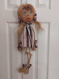 UNIQUE Patriotic One of a Kind Vintage Doll made from Rope Twine Dress & Bows | eBay