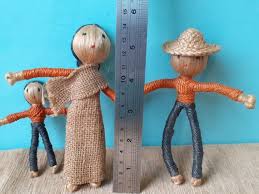 Family of Handmade Silk, Hessian and Wire Asian Malaysian Vintage Souvenir Dolls Nostalgic Collectable Toy From 1970s. - Etsy