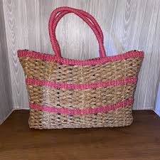 Vintage Rattan Woven Straw Multi Color Tote Purse With Handles Beach Summer | eBay