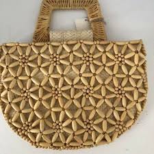 Beaded Straw Purse Raffia Flowers A New Day Gift Spring Summer Natural New | eBay