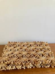 SET LARGE Natural Straw Mat | Vintage Neutral Floral Straw Placemat or Trivet | Vintage Trivet | Retro Wicker Trivets | 60s70s Home Decor - Etsy