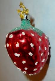 Czechoslovakia STRAWBERRY Red Green Glass Christmas Ornament Mica 2" Tall Vintag | eBay