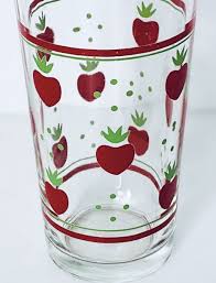 4 Vintage Retro STRAWBERRY Fruit Clear 10 OZ Glass Tumblers ...