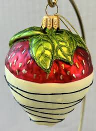 Set Of 4 Chocolate Vanilla Dipped Strawberry Glass Ornaments Sur La Table | eBay