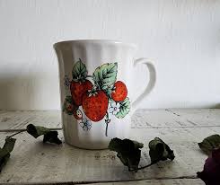 Vintage 70s Strawberries Ceramic Coffee Tea Mug Made in ...