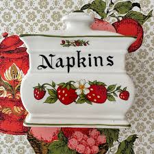 JAPAN Napkin Holder Vintage Kitsch Kitchen – Pink Peacock