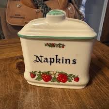 Vintage Strawberry Ceramic Napkin Holder - Etsy