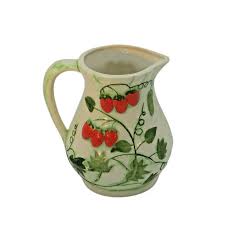 Hand Painted Strawberry Vine Ceramic Pitcher | eBay