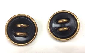 LOT OF 2 VINTAGE BLACK AND GOLD 4 "HOLE" SHANK BUTTONS ...