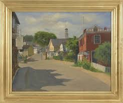 Lot - FRANCES S. BUTLER, American, 1894-1984, Street scene of Marblehead, Massachusetts., Oil on canvas, 20" x 24". Framed.