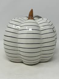 Halloween Mikasa home accents 8” black/white Pumpkin Lights Up fall coffee bar | eBay