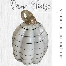 Accents | Copy Glass Black And White Stripe Pumpkin | Poshmark