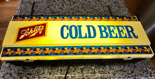 Vintage, Schlitz COLD BEER, Large Rectangle Hanging Lighted ...