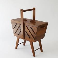 Small Mid Century Wooden Sewing Box on Legs, Vintage Asymmetric Scandinavian Accordion Style Storage Cabinet, Tool Box Expandable - Etsy