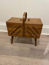 Vintage Mid-century Wooden 3 Tier Sewing Basket #6 - Etsy