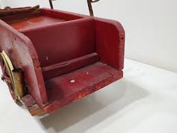 Old Vintage Handmade Wooden Childs Toy FIRE TRUCK Red Paint ...