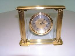 Howard Miller Model 613-627 Metal & Glass Mantle Desk Clock ...
