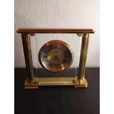 1980s Howard Miller Brass & Crystal Mantle Clock | Chairish