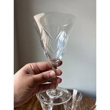 Set of 4 - 1930's Boussu Made in Belgium Crystal Water or Wine Glasses | Chairish