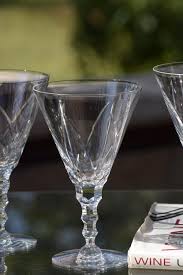 Vintage Etched Crystal Wine Glasses - Duncan Miller 1950s Water Goblets - Set of 6