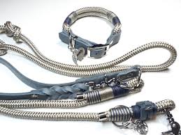 Adjustable Dog Collar | 2 M Leather Leash in Grey and Tan ...