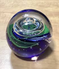 Blue And Green Paperweight 3 ” Hand blown Glass | eBay