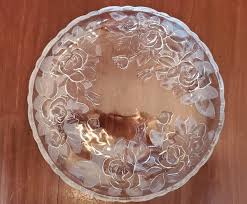 Home Beautiful Rose Pearls Round Crystal Platter 14” | eBay