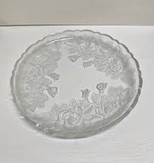 Vintage Mikasa Glass Studio Nova Clear Frosted Winter Rose ...