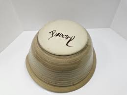 Signed Studio Pottery Chip & Dip Bowl Primitive Rustic Chic Beige Blue Rim | eBay