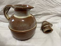 Vintage Frankoma Guernsey Pottery 7.25" High Pitcher Unique Lid Mold 93 Brown | eBay