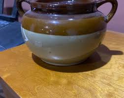 2 Tone Glazed Stoneware Crock - Etsy