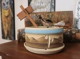 Vintage Navajo Style Pottery Cactus Planter with Roadrunner and Arizona Sign | eBay