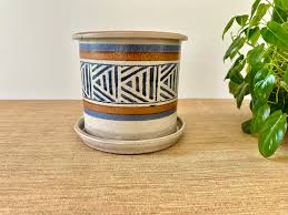 Vintage Rustic Southwestern Planter - David Brooks - Geometric Design - Etsy