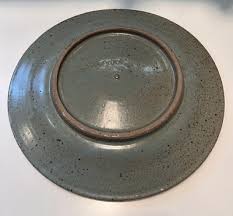 Sheridan Signed Studio Pottery Plate Abstract Modernist Speckled Glaze BlueGreen | eBay
