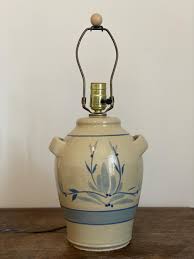 Glazed Ceramic Lamp, Pottery Style, Handles on Sides ...