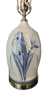 Pair of White and Blue Ceramic Table Lamps For Sale at ...