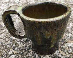 Small, Drippy Green Espresso Cup. Handmade Stoneware Clay ...