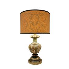 Italian Green & Gold Leaf Lacquered Turned Wood Table Lamp ...