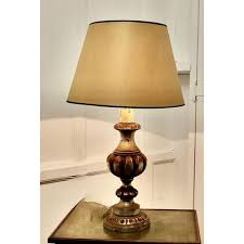 Large Carved Wooden Table Lamp, 1920 | Chairish